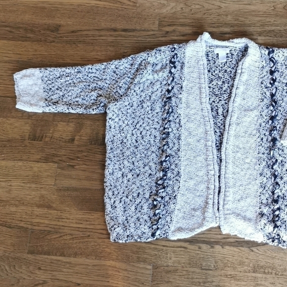 Chico's Heathered Open Front Cardigan Lace Details M - Picture 3 of 7